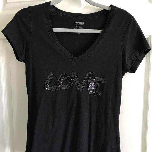 Express Sequined Love T-Shirt - Picture 1 of 4